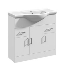 Image of Bathroom Basin Vanity Unit & Sink Soft-Close Cabinet Modern White Cupboard White