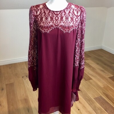 red long sleeve shift dress Mini Dress Red Long Sleeve Shift Dress Generic Womens Long Sleeve Dress Fall Fashion Casual V