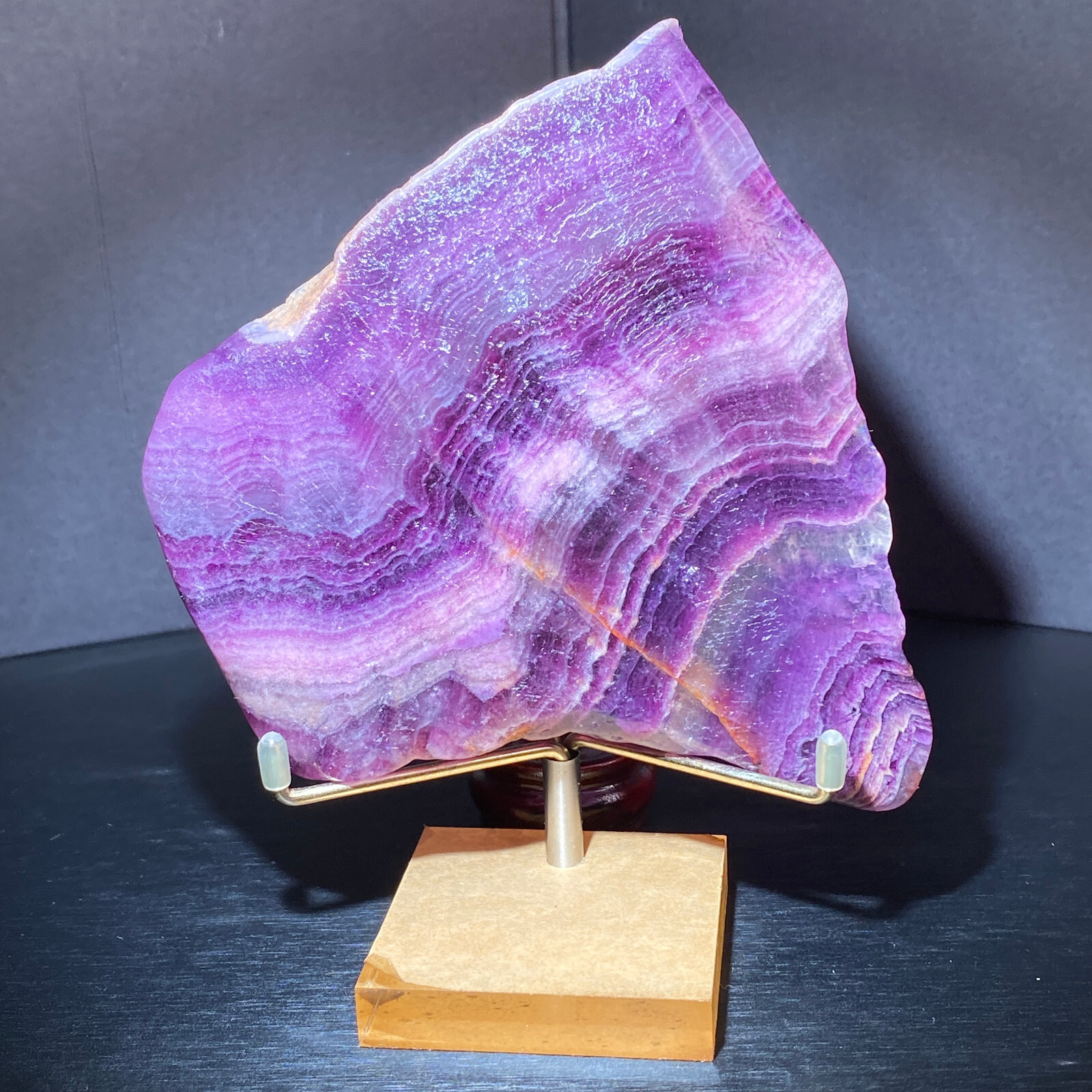 254g Natural Rainbow Fluorite Slice Crystal Mineral Specimen with Stand for Reiki Healing