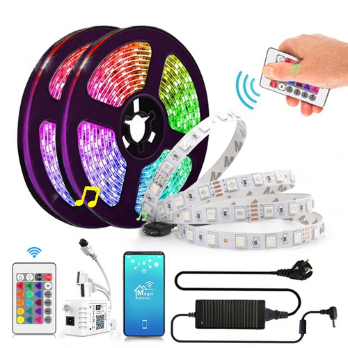 5m/10m/20m LED Stripe RGB Band Streifen wifi APP Licht Leiste 12V dimmbat Kette - Afbeelding 1 van 14