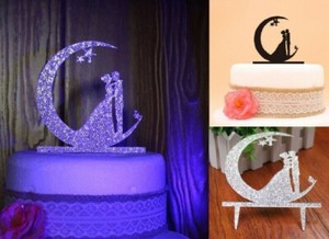 Gateau Dessus Mariee Et Marie Lune Stars Forme Pour Mariage Anniversaire Deco Ebay