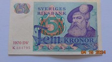 24.04 #69 SWEDEN 5 Kronor 1970 P-51 UNC