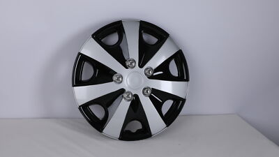 16'' Set of 4 Silver Black Wheel Covers Snap On Hub Caps fit R16 Tire & Steel Rim