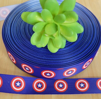 7/8 Inch (1 YD) Captain America Grosgrain Ribbon Superhero Character ...