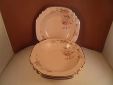 Vintage American Limoges Sebring Peach Silver Moon Set of 4 Soup Bowls A