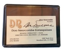 Autographed DON NEWCOMBE personal Business Card Brooklyn Dodgers Signed PSA Guar