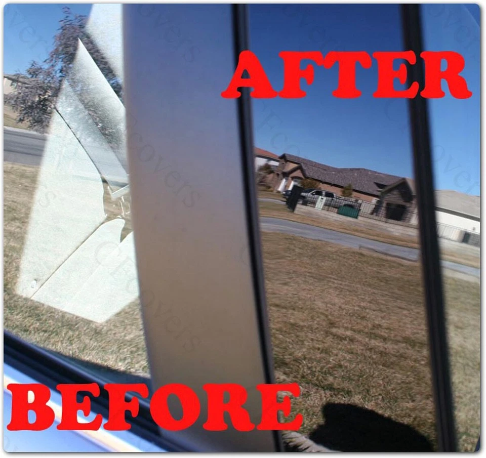 Black Pillar Posts for Nissan Stanza 87-89 6pc Set Door Cover Trim Piano Kit - Image 4 of 4