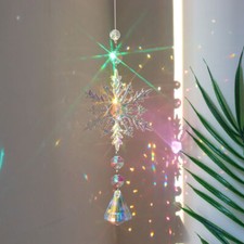 Colorful crystal icicle pendant, window ornament, holiday birthday gift.