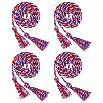 4Pcs 67'' Graduation Honor Cord Tassel Braided Graduation Ropes Blue/Red/White