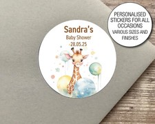 Personalised Baby Shower Stickers,  Giraffe inspired Thank you gift label 775 8