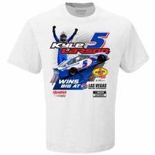 2021 KYLE LARSON #5 HENDRICK MOTORSPORTS NASCAR LAS VEGAS WIN WHITE TEE SHIRT