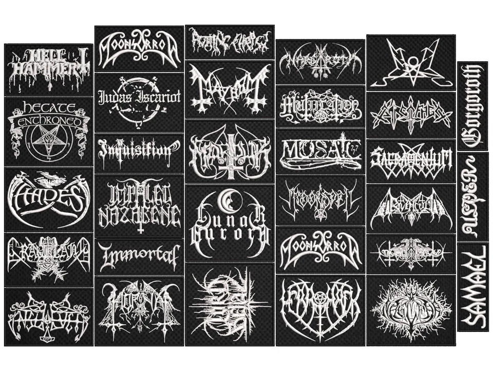 BLACK METAL full EMBROIDERY flat 10pcs/Lot Random Mix Sew-On Patches - Image 2 of 3