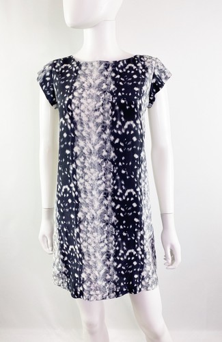 Joie Gray Leopard Print WEAVER Dress Size XS Gray Silk Mini Shift Cocktail Party - Bild 2 von 10