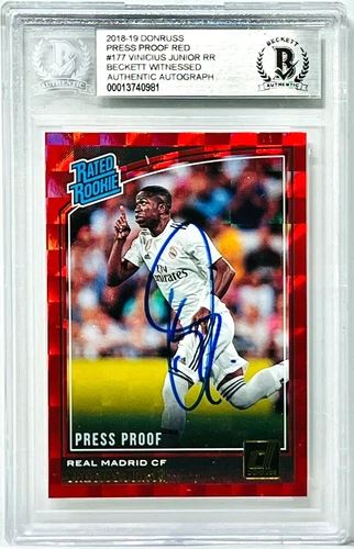 2018-19 Donruss Press Proof Red Vinicius Jr. Signed RC #177 Beckett Witnessed
