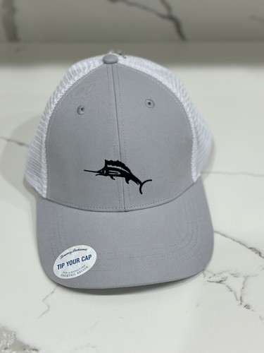NUEVO CON ETIQUETAS Tommy Bahama Tip Your Cap Sombrero Hombre Ajustable Talla Gris/Blanco