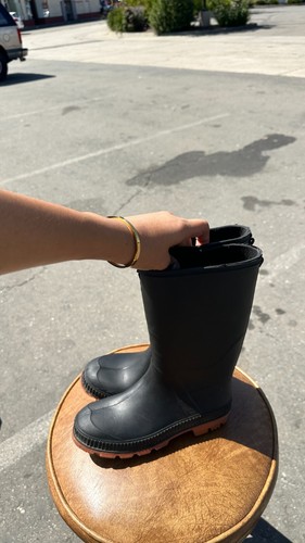 Black Rubber Rain Boots — Size 3 — Heavy Duty Slip Resistant Outdoor Work - Picture 2 of 5