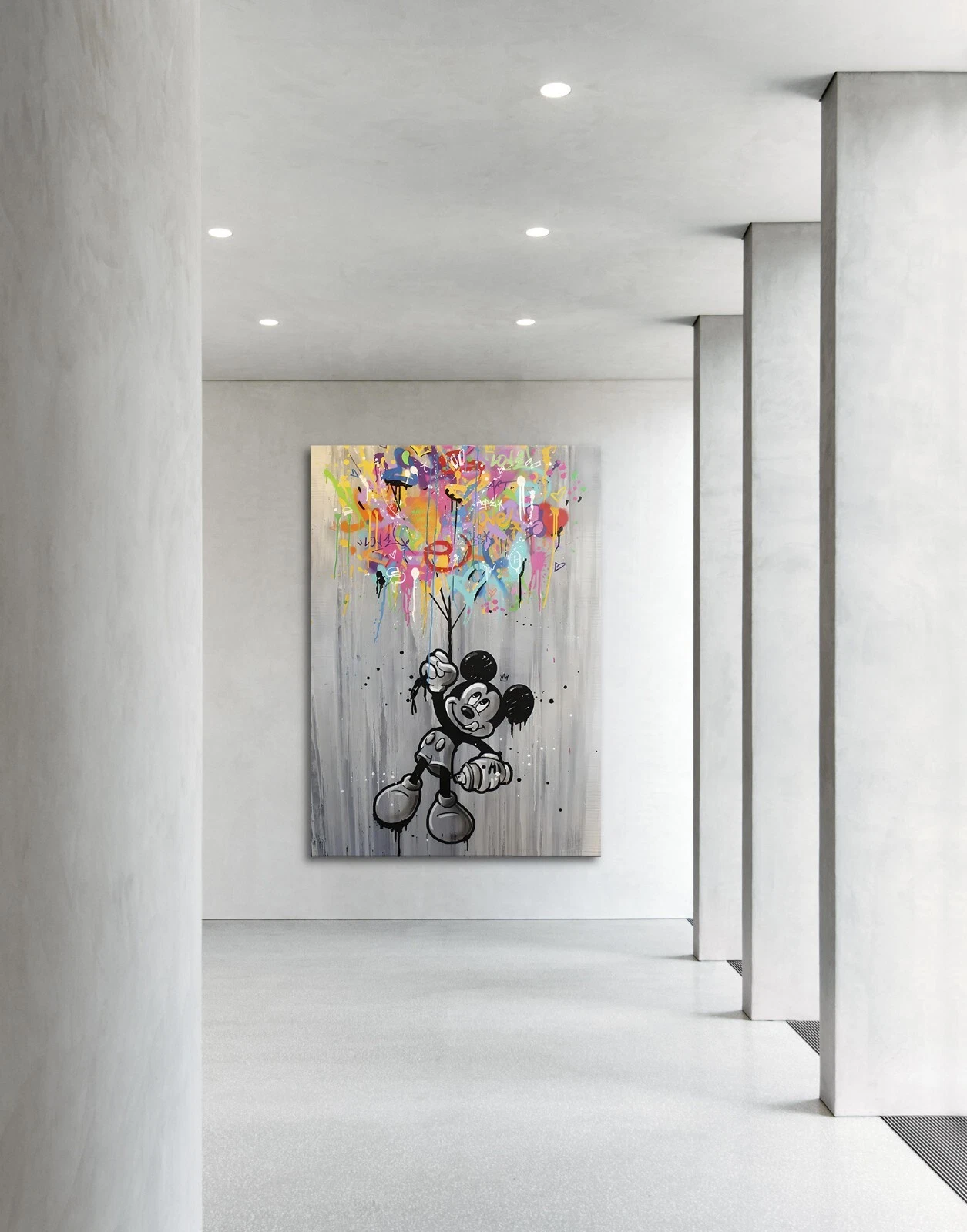 Trendy Mickey Cartoon Wall Art Framed Canvas Print for Kids Room Decor