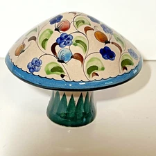 Vintage Mexican Tonala Pottery Mushroom Signed Muestra 371 Primavera 9/1979  5"