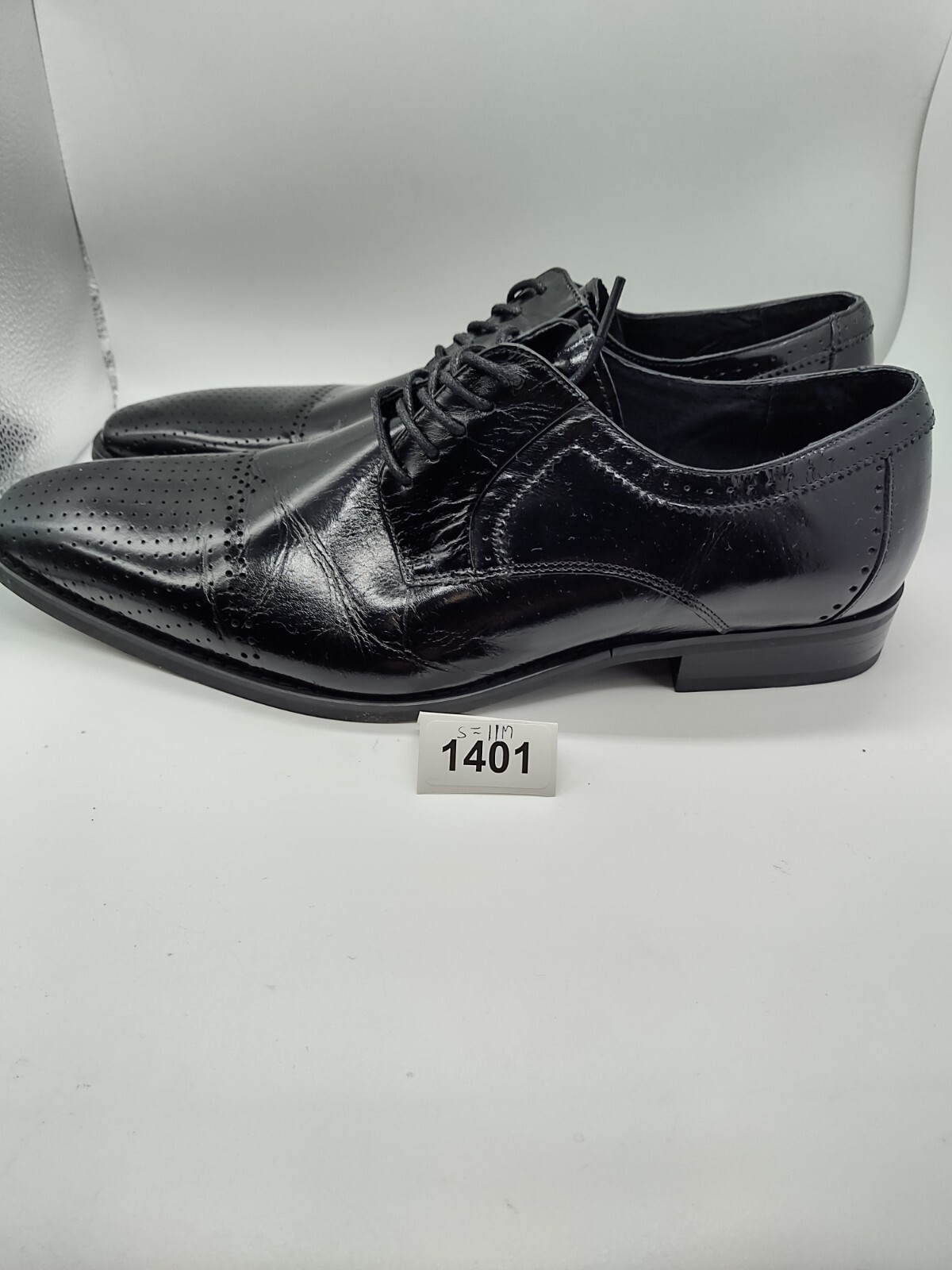 SAOLA Scarpe Oxford Stacy Adams da uomo Sanborn Perf punta a cappuccio in pelle nera taglia 11 #1401