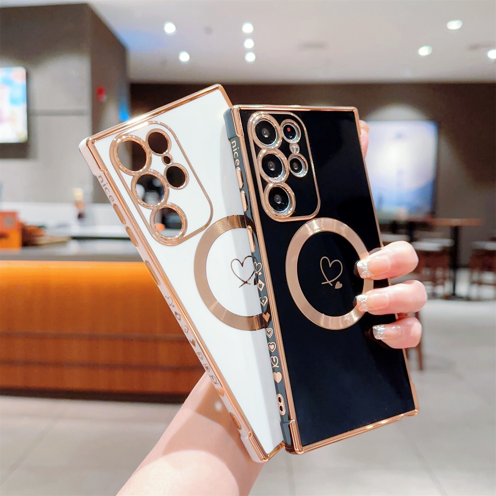 Fr Samsung S23 S24 Ultra/S23 S21 FE/S22+ Slim Rubber Plating Mag Safe Case Cover-image