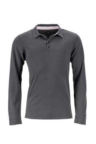 POLO MANICA LUNGA CON CONTRASTO James&Nicholson UOMO FASHION STYLE TOP QUALITY - Imagen 4 de 8