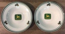 (Set Lot Of 2) Gibson JOHN DEERE Tractor 9" Soup-Salad-Cereal Bowls ~green rim~