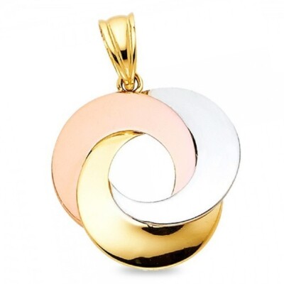 Liebeskreis Anhänger massiv 14k Gelb Weiß Rotgold Love Knot Charm dreifarbig