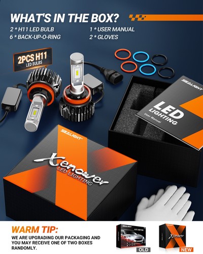 SEALIGHT X1 H11/H9/H8 6000K Super Bright White LED Headlight Bulbs Low Beam 2PCS - Foto 8 di 10
