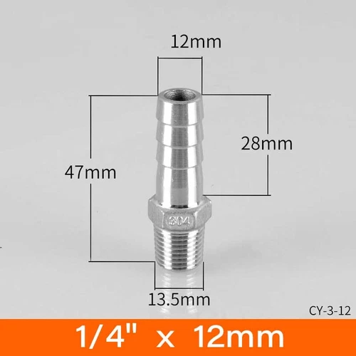 Stainless Male Thread Pipe Fitting x Barb Hose Tail Connector BSP 1/8" to 4" - Bild 13 von 86