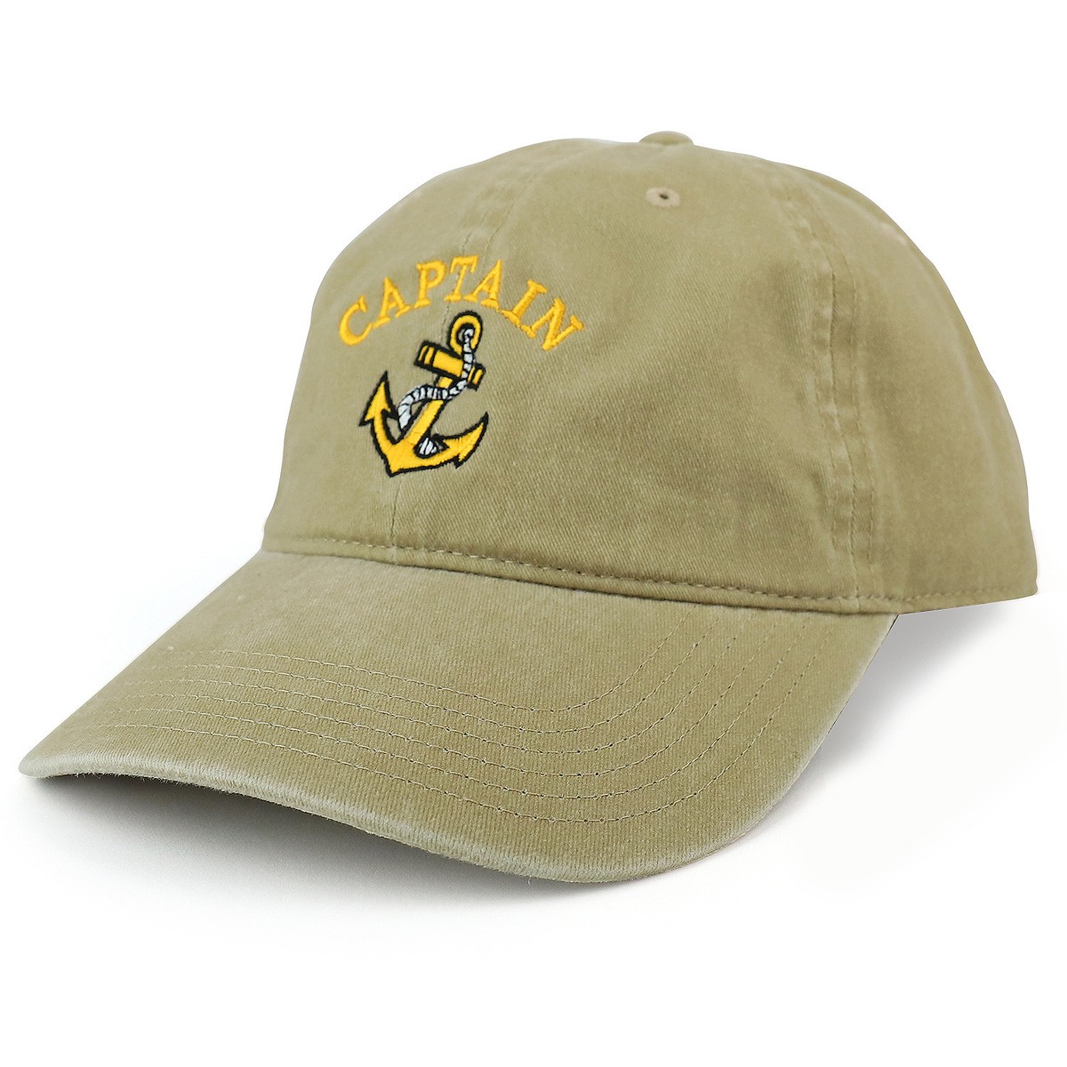 XXL Captain Anchor Logo Pigment Dyed Unstructured Baseball Cap