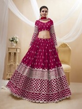 Hot Pink Color Georgette Beautiful Lehenga Choli With Dupatta For Wedding Wear