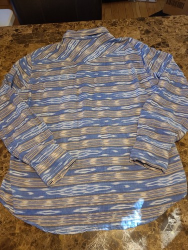SALT VALLEY WESTERN Mens Sz L Blue/Yellow/White Stripped Pearl Snap Button-Front - Picture 12 of 12