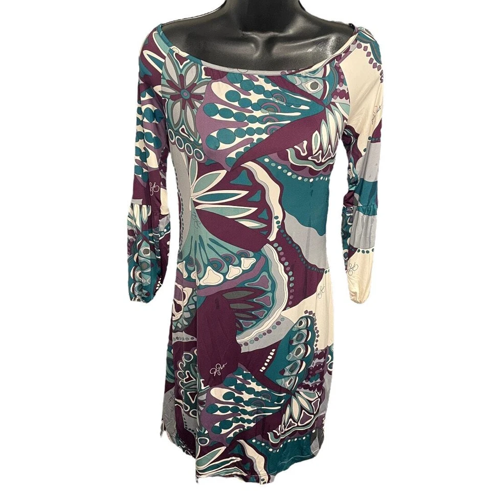 Vestido ceñido al cuerpo Baby Phat cachemir manga larga Y2K azul y verde azulado talla grande Foto 3 de 4