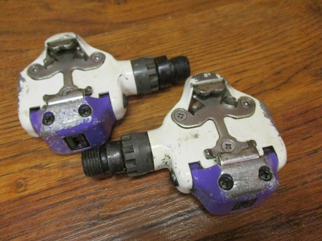 purple clipless pedals