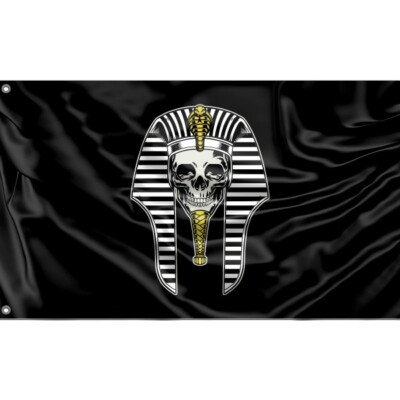 Ägyptische Pharao Totenkopf Flagge | Einzigartiges Design, 3x5 Fuß / 90x150 cm, Hergestellt in der EU