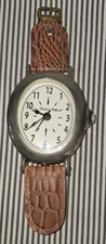 FRANKLIN & MURPHY 12" DESK CLOCK w/ LEATHER WRIST WATCH BAND BRASS BUCKLE TESTED