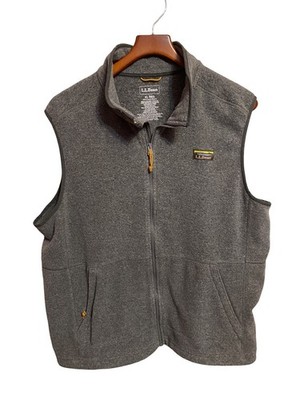 LL BEAN Vest Mens XL Mountain Classic Fleece Full Zip Mock Neck Gray
