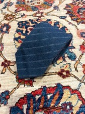 Ermenegildo Zegna Cashmere Silk Tie Blue Diagonal Stripe Luxury Italy