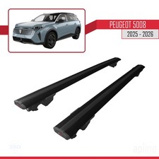 Pour Peugeot 5008 2025-2026 HOOK Model Barres de Toit Noir Aluminium 2 Barres