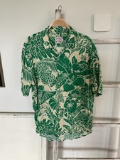 JAMS WORLD MENS VINTAGE LIME GREEN RAYON HAWAIIAN ISLAND ALOHA SHIRT SIZE L EUC