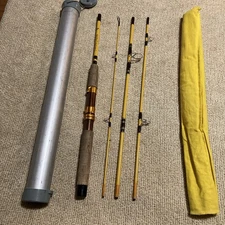 VTG Wright & McGill Eagle Claw 4 Pc 6.5ft Trailmaster Spinning Fishing Rod Wcase