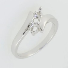 Sterling Silver Semi Mount Ring Setting Round RD 3.5x3.5mm 3 Stones Ring Bypass