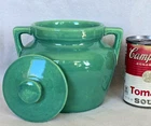 Garden City Pottery 1 Quart Bean Pot w Lid Jade Green Bauer Era Art Deco