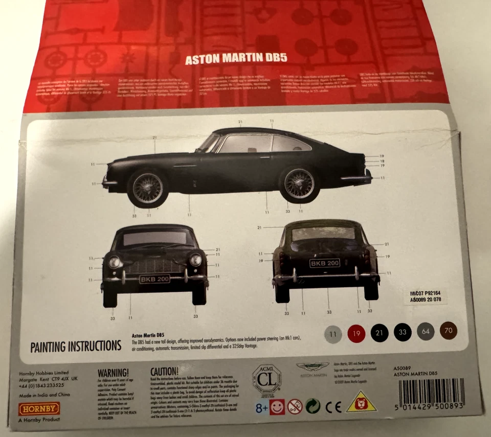 Aston Martin DB5 Kit di Montaggio AIRFIX scala 1/32 - Immagine 2 di 2