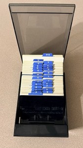 Vintage Rolodex VIP-24C Covered Card File Black Smoke Index Box A-Z Tabs USA