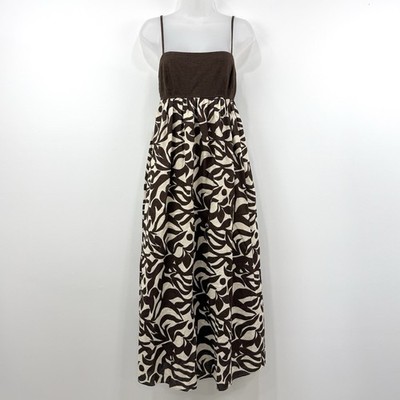 tie back babydoll maxi dress Women's Tie-Back Babydoll Maxi Dress in Brown Pattern | Size S