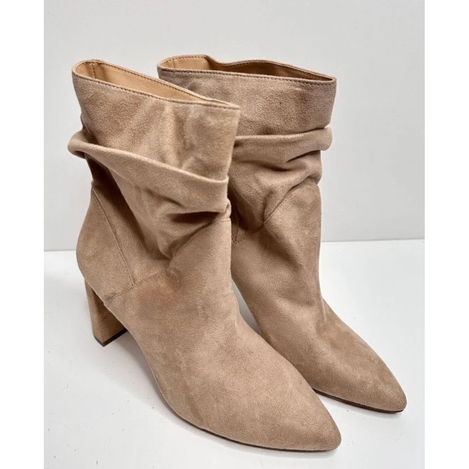Jessica Simpson Slouch Ankle Boots Pointed Toe High Heel Neutral Tan Size 8 - Image 2 of 4