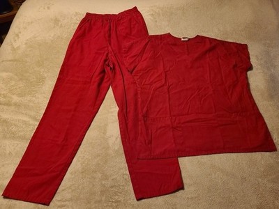 Women s Simply Basic Scrub Set-Top & Bottom Medium Red