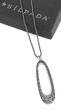 SILPADA Sterling Silver OVAL FILIGREE Pendant Fancy Rope Necklace N1623 NEW 