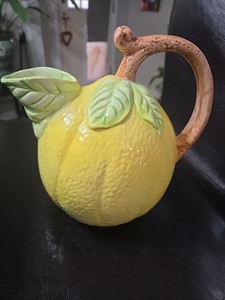 Vintage Lemonade Hand Painted Ceramic Lemonade Pitcher tea Look Of Italy.